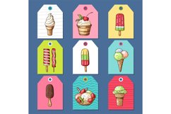 Ice cream cards. illustrations of frozen delicious products Product Image 1