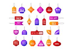 Tag price. Sale labels different forms and colors. Vintage b Product Image 1