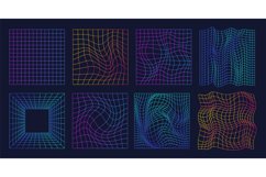 Warped retro grid. Nft cyber gravity grids, warp tunnel ret Product Image 1
