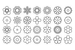 Line flower symbols. Simple geometric daisy and chamomile ab Product Image 1