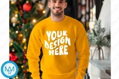 Yellow men Sweatshirt empty space Mockup, christmas Gildan Product Image 1