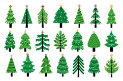 Decorated new year tree. Modern cartoon Christmas fir with d Product Image 1