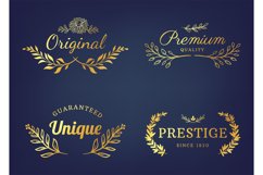 Luxury floral badges and logo with leaf. Golden elegant flor Product Image 1