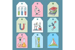 Science tags. chemical symbols tubes formulas books magnet m Product Image 1