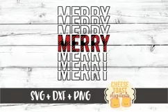 Merry - Buffalo Plaid Christmas Mirror Word SVG PNG DXF Product Image 2