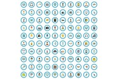 100 web advertising icons set, flat style Product Image 1