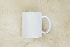 White coffee mug mockup, cup mockup on fur rug, JPG mockup. Product Image 2