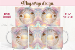 Summer beach palm tree mug wrap 15oz sublimation designs png Product Image 1