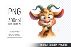 Cute Goat, Animal Sublimation Clipart PNG Product Image 1