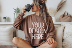 Red Gildan 18000 Sweatshirt Mockup,G18000 Crewneck Sweatsh Product Image 1