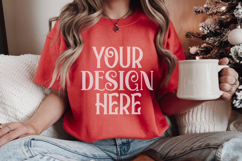 Christmas Gildan 18000 Red Crewneck Sweatshirt Mockup Product Image 1