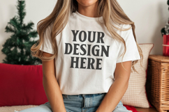 Christmas Bella Canvas 3001 White Shirt Mockup ,Trandy mock Product Image 1