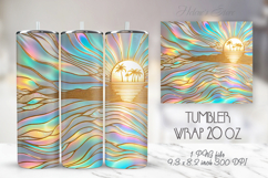 Palm tree summer beach tumbler 20oz wrap sublimation designs Product Image 1