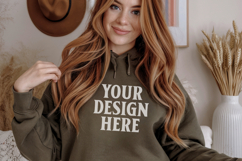 Military Green Gildan 18500 Hoodie Sweatshirt Mockup, 185 mo Product Image 1