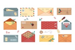 Letter envelope. Mail card. Postcard and plant twigs. Invita Product Image 1