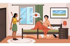 Adultery couple. Husband cheats on wife with mistress, woman Product Image 1