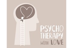 Psychologist draws a heart inside the head of a psychothera Product Image 1