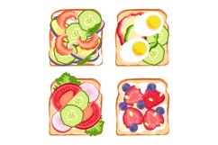 Healthy sandwiches of set, top of view. Illustration of meal Product Image 1