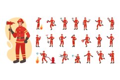Fireman actions. Fire rescue. Emergency service. Man worker Product Image 1