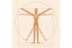 Vitruvian mannequin. Wooden sculpture leonardo da vinci, do Product Image 1