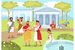 Ancient Roman people. Peaceful life scene. Man in togas driv Product Image 1