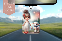 Patriotic Girl &amp; Lamb Air Freshener PNG Product Image 1