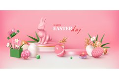 3d easter pastel product display. Abstract shapes, cute pink Product Image 1