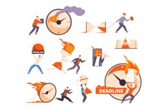Workload deadline. Overwhelmed employees finishing burning Product Image 1