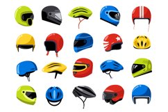 Motorcycle helmets. Racing headgear equipment for extreme mo Product Image 1