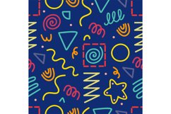 Doodle colorful lines seamless pattern. Fun abstract squiggl Product Image 1