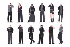 Diverse emotional people in black. Stylish man and woman in Product Image 1