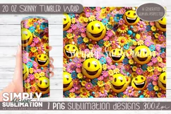 3D Retro Emoji Seamless Sublimation Skinny Tumbler | 20oz Product Image 1