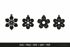 4 Flower Earrings SVG for Crafters - Floral Jewelry Template Product Image 2