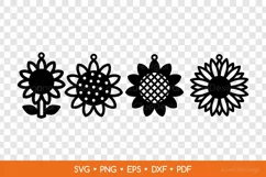 Sunflower Earrings SVG - 4 designs, Floral Jewelry Template Product Image 2