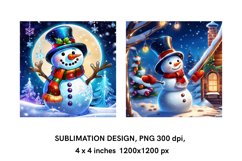 Snowman on Christmas Night. Coaster Sublimation, 2 designs Product Image 2