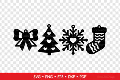 Christmas Earrings SVG Laser Cut, Xmas Jewelry Template Product Image 2