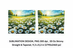 Daisies Field - 20 oz Skinny Tumbler Wrap Sublimation PNG Product Image 2