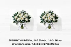 Bouquet of White Peonies - Tumbler Wrap Sublimation Design Product Image 2