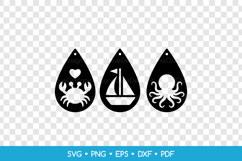 3 Teardrop Sea Earrings SVG Laser Cut Files, Summer Jewelry Product Image 2