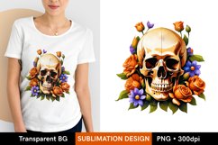 Scull with Flowers - Sublimation Design PNG Product Image 1