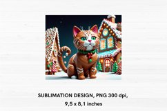 3D Gingerbread Cat - MousePad Sublimation Design PNG Product Image 2