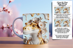 Chic 15oz Mug Wrap Png Template , Cute Dino Product Image 1