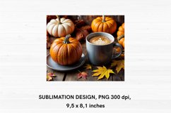 Fall Pumpkins with Coffee - MousePad Sublimation Design Product Image 2