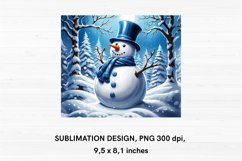 Snowman in Winter Forest - Mouse Pad Sublimation Design PNG Product Image 2