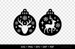 Reindeer Round Christmas Ball SVG, Deer Xmas Ornament Product Image 2