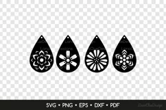 Teardrop Earrings with Flowers SVG, Floral Jewelry Template Product Image 2