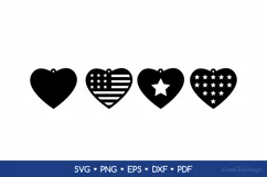 Heart Shaped 4th of July Earrings SVG, Patriotic Earring SVG Product Image 2