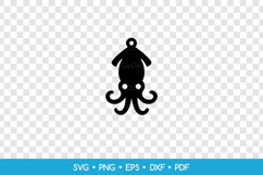 Squid Earring SVG Cut File, Sea Animal Jewelry Template Product Image 2