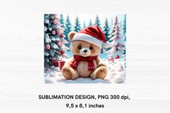 Cute Christmas Bear - MousePad Sublimation Design PNG Product Image 2