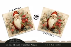 Vintage Watercolor Christmas Santa Clause Tumbler Wrap PNG Product Image 3